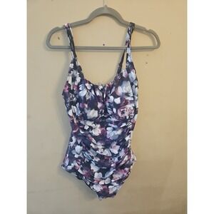 Aqua Eve Women's‎ Swimsuit Black Purple Floral Size Xl